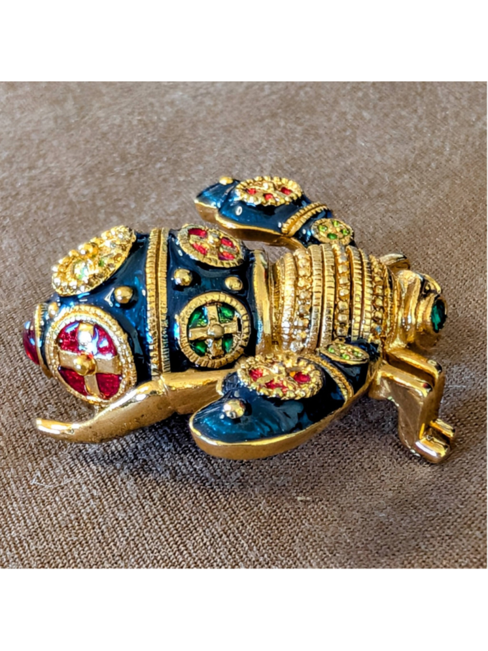 Joan Rivers Jeweled Imperial Bee Brooch Blue Enamel Rhinestone Insect Pin Signed - Picture 5 of 12